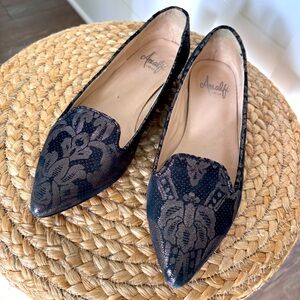 Amalfi by Rangoni Metallic Brocade Slip on Pointed Toe Loafers Women's Size 6